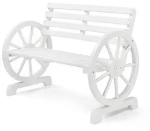 VINGLI Rustic Wooden Wheel Bench Outdoor Bench, Patio Bench Wagon Slatted Seat, Garden Benches for Outdoors 350lbs High Capacity, Weather Resistance (White, 41in) VINGLI Rustic Wooden Wheel Bench Outdoor Bench, Patio Bench Wagon Slatted Seat, Garden Benches for Outdoors 350lbs High Capacity, Weather Resistance (White, 41in)