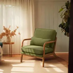 Bonnlo Dark Green Linen Mid Century Modern Accent Chair, Soild Wood Padding Lounge Armchairs Side Sitting Chairs for Living Room, Bedroom, Guest Room Bonnlo Dark Green Linen Mid Century Modern Accent Chair, Soild Wood Padding Lounge Armchairs Side Sitting Chairs for Living Room, Bedroom, Guest Room