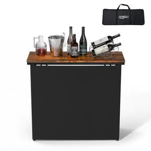 VINGLI 45" Commercial Grade Portable Bar Table for Events, Mobile Bartending Station, Outdoor Indoor Pop Up Bar Table with Skirt PP (39"-1P, Natural, Standard) VINGLI 45" Commercial Grade Portable Bar Table for Events, Mobile Bartending Station, Outdoor Indoor Pop Up Bar Table with Skirt PP (39"-1P, Natural, Standard)