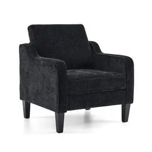 VINGLI Mid Century Modern Accent Chairs, Black Soft Chenille Reading Chair Upholstered Armchair Side Chairs Sofa Couches for Living Room, Bedroom, Apartment VINGLI Mid Century Modern Accent Chairs, Black Soft Chenille Reading Chair Upholstered Armchair Side Chairs Sofa Couches for Living Room, Bedroom, Apartment