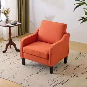 VINGLI Burnt Orange Mid Century Modern Accent Chair for Living Room & Bedroom, Scooped Arm, Upholstered Comfy Chair for Apartment, Waiting Room VINGLI Burnt Orange Mid Century Modern Accent Chair for Living Room & Bedroom, Scooped Arm, Upholstered Comfy Chair for Apartment, Waiting Room