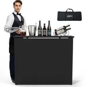 VINGLI 45" Commercial Grade Portable Bar Table for Events, Mobile Bartending Station, Outdoor Indoor Pop Up Bar Table with Skirt PP (45"-1P, Black, Standard) VINGLI 45" Commercial Grade Portable Bar Table for Events, Mobile Bartending Station, Outdoor Indoor Pop Up Bar Table with Skirt PP (45"-1P, Black, Standard)