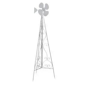 VINGLI Ornamental Windmill Backyard Garden Decoration Weather Vane, Heavy Duty Metal Wind Mill (Gray with Decorative Trellis, 6.2, Feet, 13.8, Inches, 6.2, Feet, 13.8, Inches, 19.2, Inches) VINGLI Ornamental Windmill Backyard Garden Decoration Weather Vane, Heavy Duty Metal Wind Mill (Gray with Decorative Trellis, 6.2, Feet, 13.8, Inches, 6.2, Feet, 13.8, Inches, 19.2, Inches)
