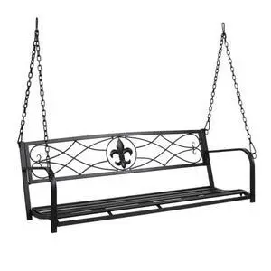 VINGLI Upgraded Metal Patio Porch Swing, 660 LBS Weight Capacity Steel Porch Swing Chair for Outdoors, Heavy Duty Swing Chair, Bench Swing for Gardens & Yards (Black) VINGLI Upgraded Metal Patio Porch Swing, 660 LBS Weight Capacity Steel Porch Swing Chair for Outdoors, Heavy Duty Swing Chair, Bench Swing for Gardens & Yards (Black)