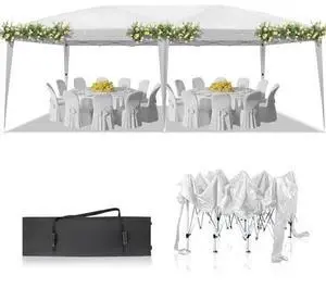 VINGLI 10x20 Pop Up Canopy Tent, Outdoor Foldable Portable Canopy for Camping, Patio, Parties, EZ Up Gazebo With Carry Bag (White) VINGLI 10x20 Pop Up Canopy Tent, Outdoor Foldable Portable Canopy for Camping, Patio, Parties, EZ Up Gazebo With Carry Bag (White)