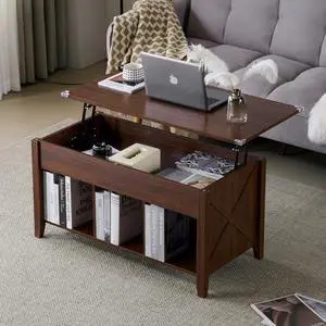 VINGLI Farmhouse Lift Top Coffee Table, Coffee Tables for Living Room with Storage Shelf/Hidden Compartment, Mesa De Centro para Sala, Rustic Brown VINGLI Farmhouse Lift Top Coffee Table, Coffee Tables for Living Room with Storage Shelf/Hidden Compartment, Mesa De Centro para Sala, Rustic Brown