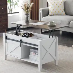 VINGLI Farmhouse Lift Top Coffee Table, Rustic Grey with Storage Shelf/Hidden Compartment, Mesa De Centro para Sala, Rustic Brown (White Oak, 36" L) VINGLI Farmhouse Lift Top Coffee Table, Rustic Grey with Storage Shelf/Hidden Compartment, Mesa De Centro para Sala, Rustic Brown (White Oak, 36" L)