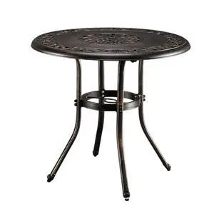 VINGLI 32" Outdoor Dining Table, Round Patio DiningTable with Umbrella Hole, Cast Aluminum Outdoor Bistro Table Patio Furniture Garden Table (Bronze, 32" Dia x 29 H) (Bronze) VINGLI 32" Outdoor Dining Table, Round Patio DiningTable with Umbrella Hole, Cast Aluminum Outdoor Bistro Table Patio Furniture Garden Table (Bronze, 32" Dia x 29 H) (Bronze)