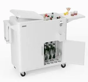 VINGLI Patio Cooler, Ice Chest with Storage Cabinet, Bottle Opener Drainage, Outdoor Cooler for Party, Deck, Pool VINGLI Patio Cooler, Ice Chest with Storage Cabinet, Bottle Opener Drainage, Outdoor Cooler for Party, Deck, Pool