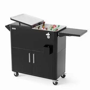 VINGLI Patio Cooler, Ice Chest with Storage Cabinet, Bottle Opener Drainage, Outdoor Cooler for Party, Deck, Pool VINGLI Patio Cooler, Ice Chest with Storage Cabinet, Bottle Opener Drainage, Outdoor Cooler for Party, Deck, Pool