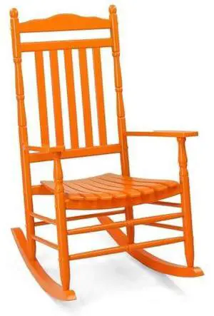 VINGLI Wooden Rocking Chair, Outdoor Chair with 450 lbs Support, Relaxing Rocker with Solid Wood High Back Seat Reclining Seat for Deck, Garden, Backyard, Porch, Indoor or Outdoor Use (Orange, 1PC) VINGLI Wooden Rocking Chair, Outdoor Chair with 450 lbs Support, Relaxing Rocker with Solid Wood High Back Seat Reclining Seat for Deck, Garden, Backyard, Porch, Indoor or Outdoor Use (Orange, 1PC)