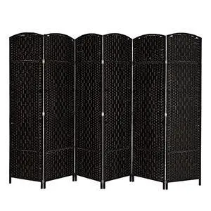 VINGLI 6-Panels Tall Rattan Room Divider, 6 FT Folding Privacy Screen, Indoor Partition Wall Dividers, Freestanding Hinged Space Separator (Black) VINGLI 6-Panels Tall Rattan Room Divider, 6 FT Folding Privacy Screen, Indoor Partition Wall Dividers, Freestanding Hinged Space Separator (Black)