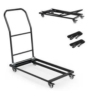 VINGLI Folding Chair Dolly, L-Shaped Steel Multi-Function Folding Chair Cart with Swivel Casters and Brakes, Holds Up to 36 Chairs, 350 lbs Capacity VINGLI Folding Chair Dolly, L-Shaped Steel Multi-Function Folding Chair Cart with Swivel Casters and Brakes, Holds Up to 36 Chairs, 350 lbs Capacity