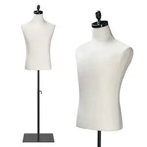 VINGLI Male Mannequin Torso with Wooden/Metal Stand, Adjustable Height Male Dress Form Body for Clothing Display and Sewing (Beige, Metal Base) VINGLI Male Mannequin Torso with Wooden/Metal Stand, Adjustable Height Male Dress Form Body for Clothing Display and Sewing (Beige, Metal Base)