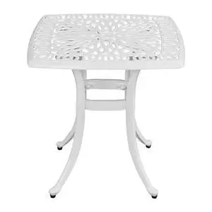 VINGLI 21" Cast Aluminum All Weather Round Patio Coffee Table Porch Bistro End Table (White) VINGLI 21" Cast Aluminum All Weather Round Patio Coffee Table Porch Bistro End Table (White)