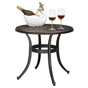 VINGLI 24 Cast Aluminum Outdoor Side Table, All Weather Round Patio Coffee Table Porch Table Bistro Table End Table Bronze 24'' Round Table VINGLI 24 Cast Aluminum Outdoor Side Table, All Weather Round Patio Coffee Table Porch Table Bistro Table End Table Bronze 24'' Round Table