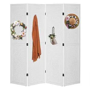 Bonnlo 4 Panel Pegboard Freestanding, 5 FT Portable Display Board Organizer for Craft Show Jewelry, Wooden Folding Privacy Screen Room Divider (Without Base, White) Bonnlo 4 Panel Pegboard Freestanding, 5 FT Portable Display Board Organizer for Craft Show Jewelry, Wooden Folding Privacy Screen Room Divider (Without Base, White)