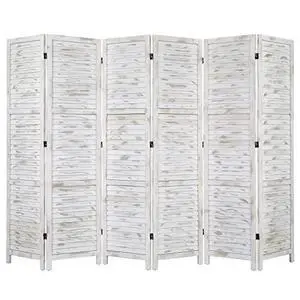 Bonnlo Wood Room Divider Privacy Screen, 5.9 Ft Tall Folding Partition Wall Divider, Indoor Freestanding Hinged Space Separator (Grey, 6 Panel) Bonnlo Wood Room Divider Privacy Screen, 5.9 Ft Tall Folding Partition Wall Divider, Indoor Freestanding Hinged Space Separator (Grey, 6 Panel)