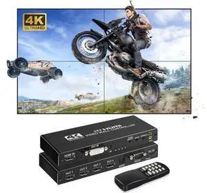 2x2 HDMI Video Wall Controller, 4K x 2K HD Display, 180 Degree Rotate, 8 Display Modes - 2x2, 1x2, 1x3, 1x4, 2x1, 3x1, 4x1, HDMI Input 4K & Output 1080P 2x2 HDMI Video Wall Controller, 4K x 2K HD Display, 180 Degree Rotate, 8 Display Modes - 2x2, 1x2, 1x3, 1x4, 2x1, 3x1, 4x1, HDMI Input 4K & Output 1080P