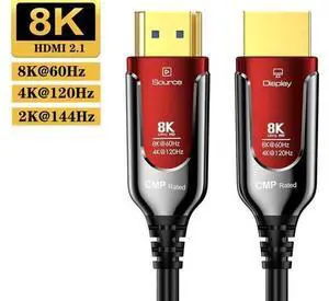 8K Fiber Optic Gaming HDMI 2.1 Plenum-Rated Cable, 48Gbps High Speed 3D 8K60 4K120 144Hz HDMI Cord eARC HDR10 HDCP 2.2&2.3 Compatible with Roku-TV/PS5/HDTV/Blu-ray - 164FT/50M, Red 8K Fiber Optic Gaming HDMI 2.1 Plenum-Rated Cable, 48Gbps High Speed 3D 8K60 4K120 144Hz HDMI Cord eARC HDR10 HDCP 2.2&2.3 Compatible with Roku-TV/PS5/HDTV/Blu-ray - 164FT/50M, Red