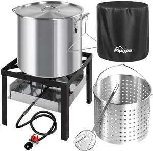 60QT Crawfish Boiler | Seafood Boiling Kit | Dustproof Cover & 12" Skimmer Included | 110,000BTU Propane Jet Burner | 0-20 PSI CSA Certified Regulator | Crab Boil Pot for Outdoor Backyard Cooking 60QT Crawfish Boiler | Seafood Boiling Kit | Dustproof Cover & 12" Skimmer Included | 110,000BTU Propane Jet Burner | 0-20 PSI CSA Certified Regulator | Crab Boil Pot for Outdoor Backyard Cooking