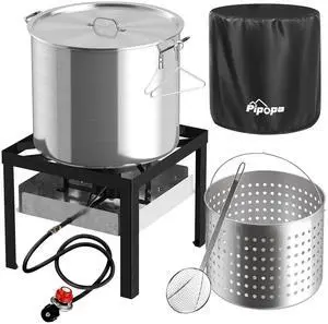 80QT Crawfish Boiler | Seafood Boiling Kit | Dustproof Cover & 16" Skimmer Included | 110,000BTU Propane Jet Burner | 0-20 PSI CSA Certified Regulator | Crab Boil Pot for Outdoor Backyard Cooking 80QT Crawfish Boiler | Seafood Boiling Kit | Dustproof Cover & 16" Skimmer Included | 110,000BTU Propane Jet Burner | 0-20 PSI CSA Certified Regulator | Crab Boil Pot for Outdoor Backyard Cooking
