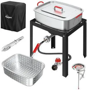 18QT Outdoor Propane Fish Fryer | 50,000 BTU Propane Deep Fryer | Includes 18QT Basket | Lid | Cover | 9" Fryer Tong & 6" Thermometer | Perfect for Cooking Fish, Chicken Wings, and Fries 18QT Outdoor Propane Fish Fryer | 50,000 BTU Propane Deep Fryer | Includes 18QT Basket | Lid | Cover | 9" Fryer Tong & 6" Thermometer | Perfect for Cooking Fish, Chicken Wings, and Fries