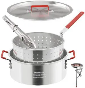 10QT Aluminum Fish Fryer Pot | with Lid & Tong | Deep Fryer with Basket | Indoor & Outdoor Cooking | All-Round Protection | Ideal for Fish Fry, Shrimp, Wings, Fries and Small Batch Frying 10QT Aluminum Fish Fryer Pot | with Lid & Tong | Deep Fryer with Basket | Indoor & Outdoor Cooking | All-Round Protection | Ideal for Fish Fry, Shrimp, Wings, Fries and Small Batch Frying