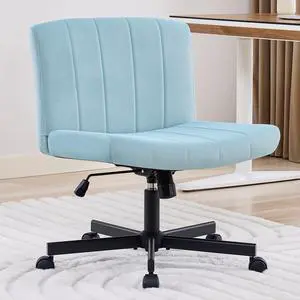 Criss Cross Chair, Wide Cross Legged Desk Chair with Wheels, Comfy Fabric Vanity Chair for Home Office, Adjustable Armless Swivel Task Chair with 90115°Tilt300Lbs/Blue Criss Cross Chair, Wide Cross Legged Desk Chair with Wheels, Comfy Fabric Vanity Chair for Home Office, Adjustable Armless Swivel Task Chair with 90115°Tilt300Lbs/Blue