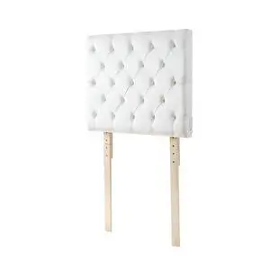 Tufted Velvet Plush College Dorm Right Side Outlet Headboard with Legs - White Tufted Velvet Plush College Dorm Right Side Outlet Headboard with Legs - White