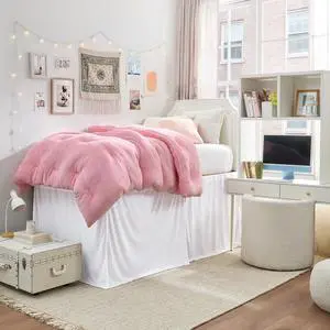 Luxury Plush Dorm Bungee Bed Skirt 3 Panel Set - White Luxury Plush Dorm Bungee Bed Skirt 3 Panel Set - White