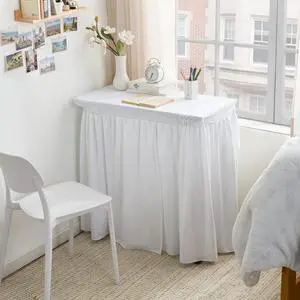 42" Length Cotton Dorm Desk Skirt - Farmhouse White 42" Length Cotton Dorm Desk Skirt - Farmhouse White