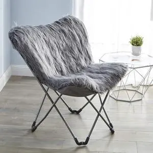 Fur Butterfly Chair - Dark Gray Fur Butterfly Chair - Dark Gray