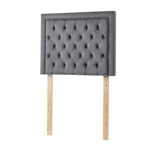 Tavira Allure® College Dorm Headboard with Legs - Tufted Rivet - Velvety Charcoal Gray Tavira Allure® College Dorm Headboard with Legs - Tufted Rivet - Velvety Charcoal Gray