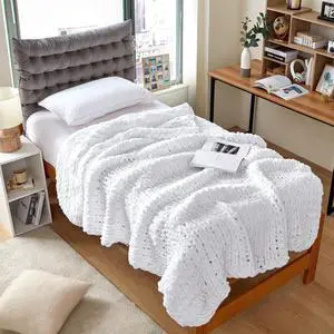 Cozy Potato® Chenille Chunky Knit Twin XL Bed Blanket - True White Cozy Potato® Chenille Chunky Knit Twin XL Bed Blanket - True White