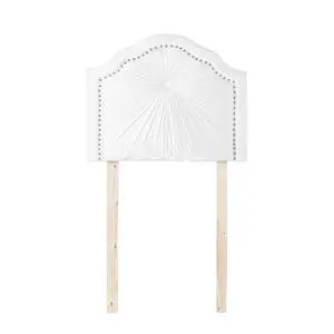 Plush Pleated Double Bevel College Dorm Headboard - White - with Legs Plush Pleated Double Bevel College Dorm Headboard - White - with Legs