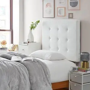 Villa Classic Tufted Plush Right Side Outlet Headboard with Legs - White Villa Classic Tufted Plush Right Side Outlet Headboard with Legs - White