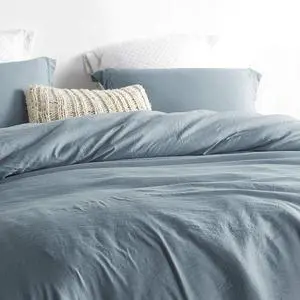 Natural Loft King Duvet Cover Set - Smoke Blue Natural Loft King Duvet Cover Set - Smoke Blue