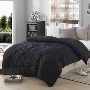 Solid Black Full Comforter - Oversized Full XL Bedding Solid Black Full Comforter - Oversized Full XL Bedding