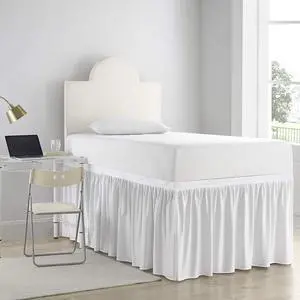 Dorm Sized Cotton Bed Skirt Panel with Ties (3 Panel Set) - Farmhouse White Dorm Sized Cotton Bed Skirt Panel with Ties (3 Panel Set) - Farmhouse White