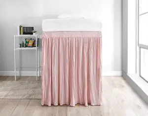 Crinkle Extended Dorm Sized Bed Skirt Panel with Ties (1 Panel) - Rose Quartz (for Raised or lofted beds) Crinkle Extended Dorm Sized Bed Skirt Panel with Ties (1 Panel) - Rose Quartz (for Raised or lofted beds)