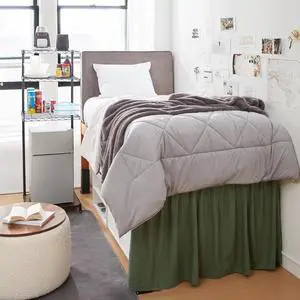 Dorm Sized Bed Skirt Panel with Ties (1 Panel Set) - Hero Green - 30" Drop Length Dorm Sized Bed Skirt Panel with Ties (1 Panel Set) - Hero Green - 30" Drop Length