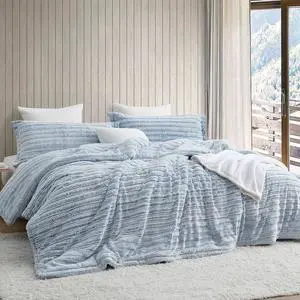 Softer Than Soft - Coma Inducer® Oversized King Comforter Set - Frosted Navy Stripe Softer Than Soft - Coma Inducer® Oversized King Comforter Set - Frosted Navy Stripe