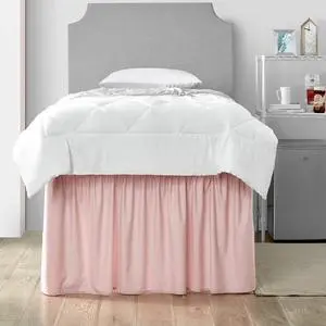 Dorm Sized Bed Skirt Panel with Ties (3 Panel Set) - Silver Pink Dorm Sized Bed Skirt Panel with Ties (3 Panel Set) - Silver Pink
