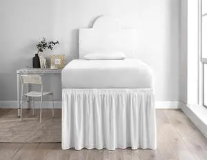 Dorm Sized Bed Skirt Panel with Ties (1 Panel) - White Dorm Sized Bed Skirt Panel with Ties (1 Panel) - White