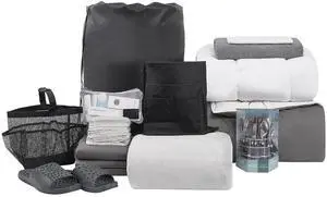 The 44-Piece College Dorm Essentials Set - Totally Complete - Granite Gray/Jet Stream Color Set The 44-Piece College Dorm Essentials Set - Totally Complete - Granite Gray/Jet Stream Color Set