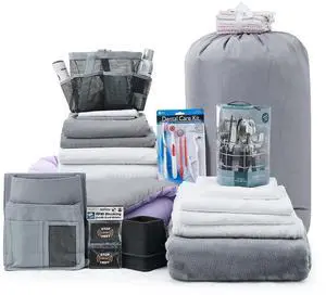 44-Piece Dorm Essentials Set - Twin XL Bedding & Supplies Pack, Purple/Gray | Complete Dorm Supplies Bundle for College Freshmen Essentials 44-Piece Dorm Essentials Set - Twin XL Bedding & Supplies Pack, Purple/Gray | Complete Dorm Supplies Bundle for College Freshmen Essentials