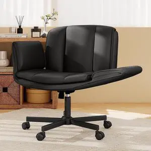 Criss Cross Chair with Wheels & Armrests,Comfy Wide Vanity Chair,Scratch-Resistant Pu Leather Cross Legged Desk Chair,Height Adjustable Computer Office Desk Chairs for Home,Makeup,Bedroom Criss Cross Chair with Wheels & Armrests,Comfy Wide Vanity Chair,Scratch-Resistant Pu Leather Cross Legged Desk Chair,Height Adjustable Computer Office Desk Chairs for Home,Makeup,Bedroom