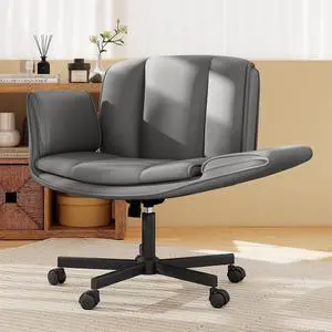 Criss Cross Chair with Wheels & Armrests,Comfy Wide Vanity Chair,Scratch-Resistant Pu Leather Cross Legged Desk Chair,Height Adjustable Computer Office Desk Chairs for Home,Makeup,Bedroom Criss Cross Chair with Wheels & Armrests,Comfy Wide Vanity Chair,Scratch-Resistant Pu Leather Cross Legged Desk Chair,Height Adjustable Computer Office Desk Chairs for Home,Makeup,Bedroom