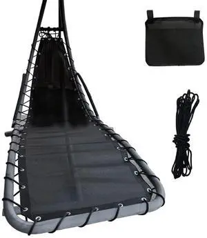 Black Replacement Hanging Curved Chaise Lounge Mesh and Rope Outdoor Replacement Reinforced Mesh for Patio Hammocks, Hanging Chairs, Swing Seat, Comes with a Hanging Storage Bag Black Replacement Hanging Curved Chaise Lounge Mesh and Rope Outdoor Replacement Reinforced Mesh for Patio Hammocks, Hanging Chairs, Swing Seat, Comes with a Hanging Storage Bag